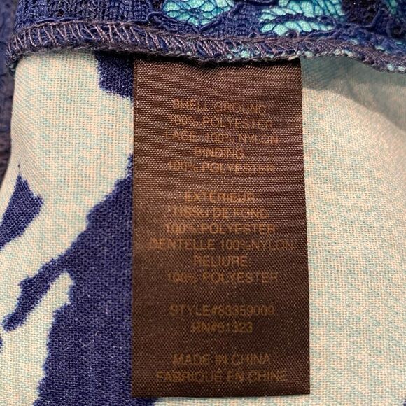 Cynthia Steffe Blue Patterned Lace Mini Dress Size 2 - Picture 6 of 7